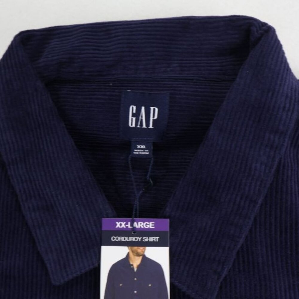 Gap Shirt Mens XXL Eclipse Blue Corduroy Button Up Long Sleeve New - Picture 4 of 7